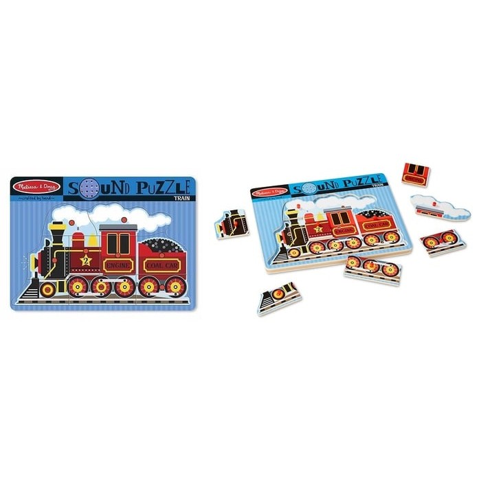 Melissa Doug Puzzle Sound Train/mainan Puzzle suara kereta