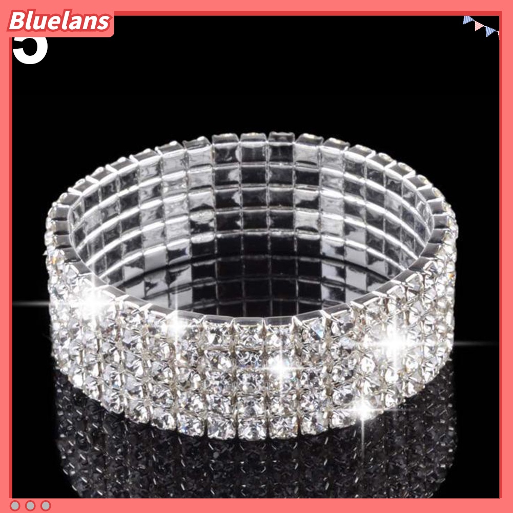Bluelans Crystal Rhinestone Stretch Bracelet Bangle Wristband Elastic Wedding Bridal Gift