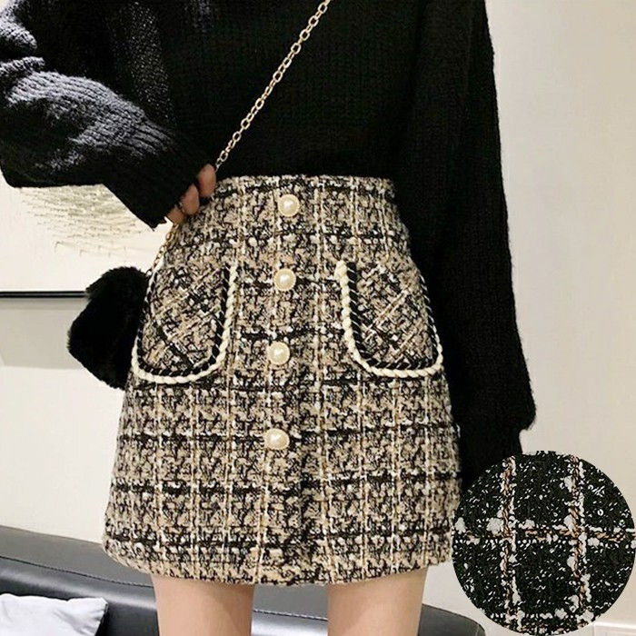 KARAKOREA 9805 Jovanka Tweed Skirt/Rok Mini/Rok Pendek/Rok Pesta/Rok tweed/Rok Korea Skirt