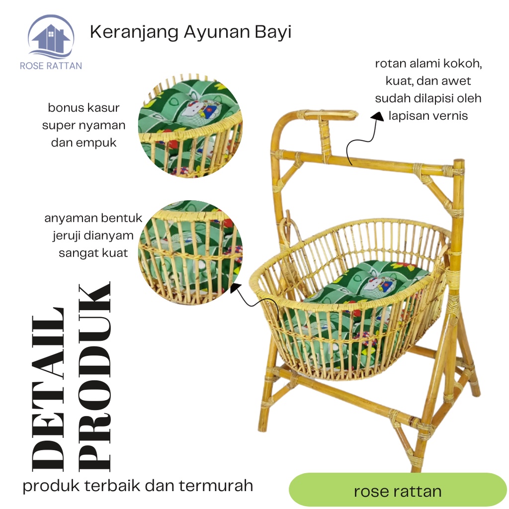 AYUNAN BAYI ROTAN BISA DOYANG, AYUNAN ANAK BABY, AYUNAN MINIMALIS UNTUK TIDUR BAYI BARU LAHIR