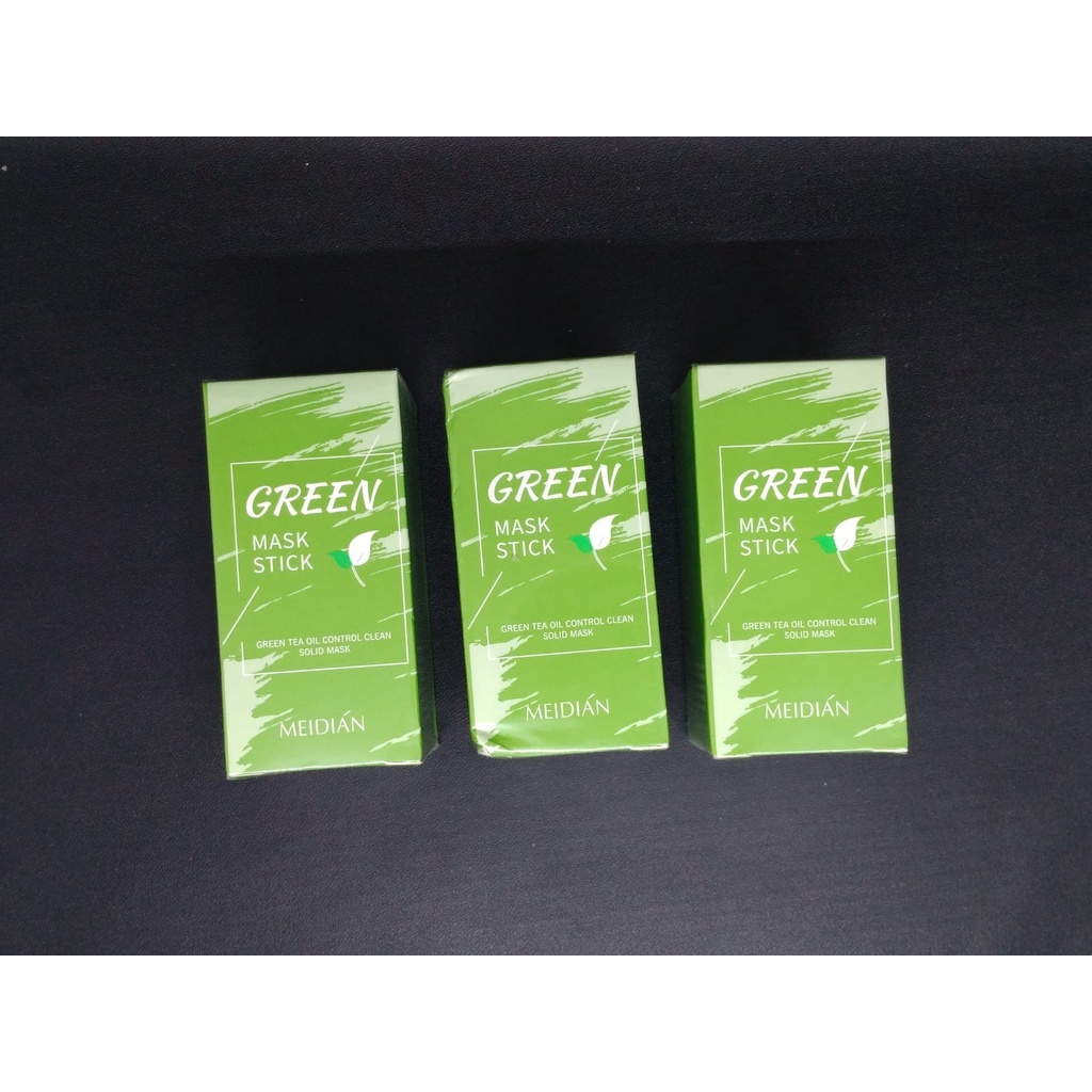 Meidian Green Mask Stick Original Oil Control 40gr Green Tea Mask Stick Clean Solid Mask Membersihkan Pori-Pori Mengangkat Sel Kulit Mati Menutrisi Kulit