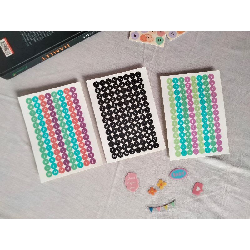

sticker alphabet huruf dan angka lucu edisi journal bujo