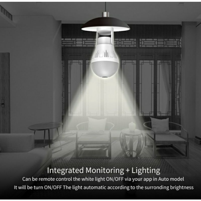 Kamera Cctv Ip Wifi Hd 5MP 1080p Panoramic 360 Derajat Bentuk Lampu Bohlam