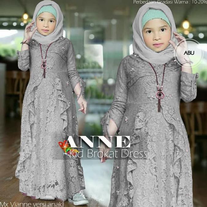 ( BISA COD ) gamis anak kids anne grey brokat BIG SALE [Kode 1|Kode 2|Kode 3|Kode 4|Kode 5|Kode