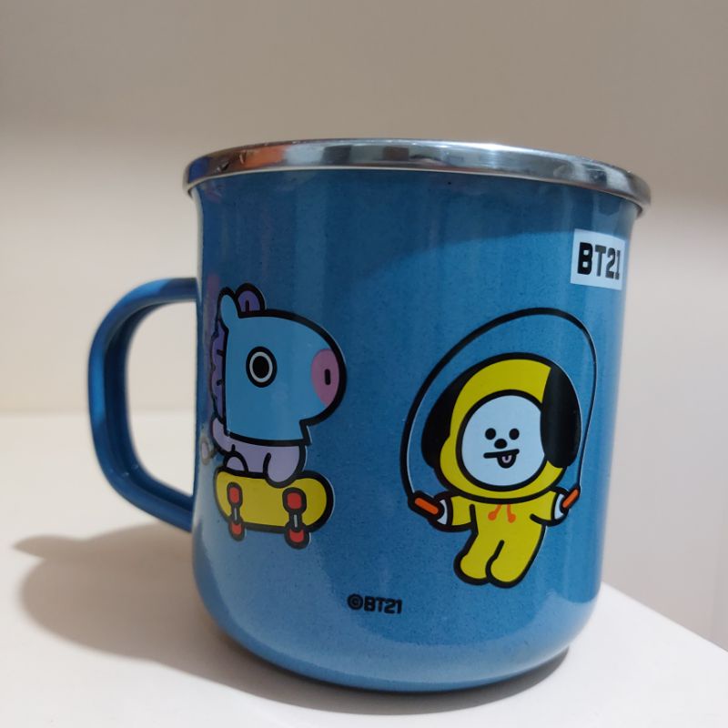 MUG ENAMEL BT21 LINE FRIEND ORIGINAL MILK LIFE