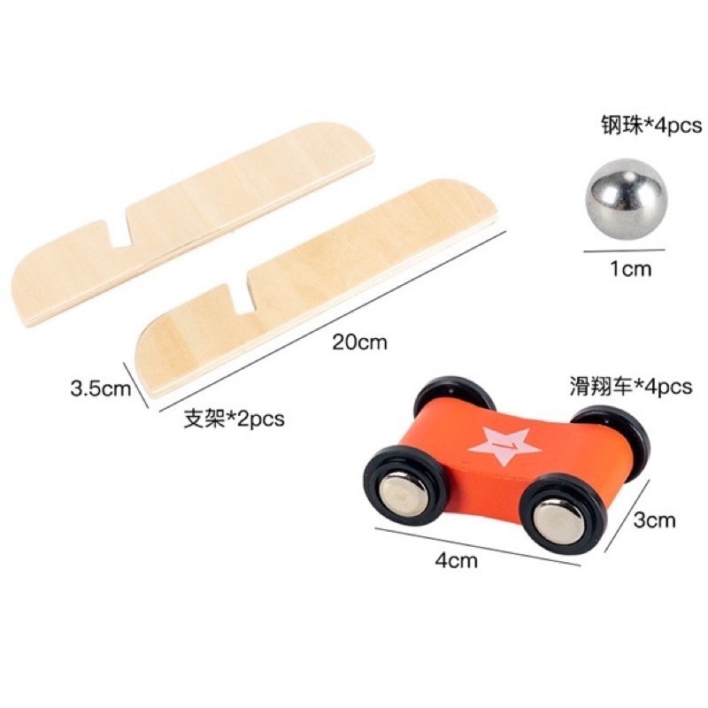 double sided sliding cars and ball fish wooden toys mainan rel kereta dan bola mobil