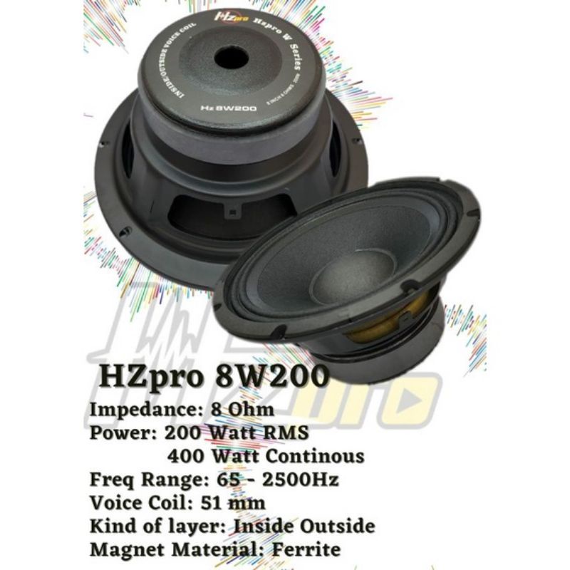 Speaker Balap 8 inch HZpro 8 inch Hz pro 8W22 Middle balap