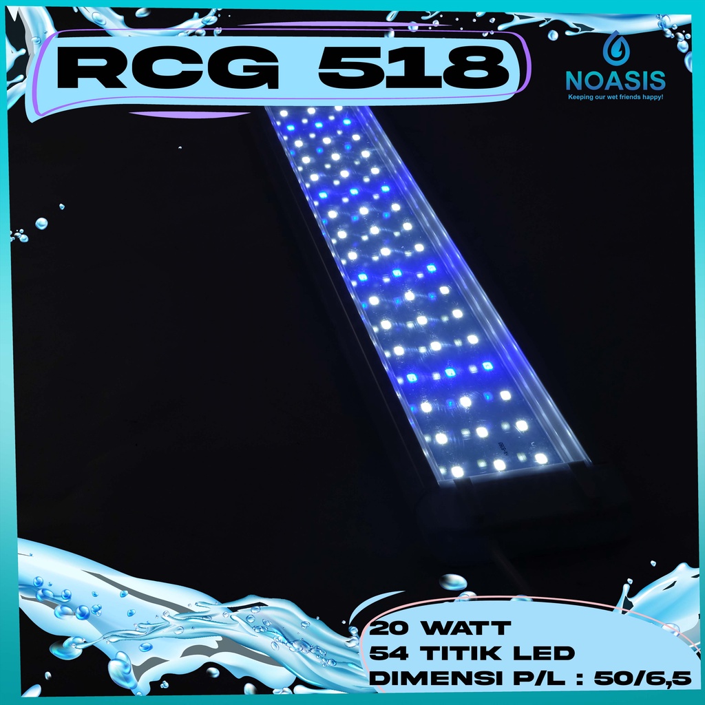 LAMPU LED AQUARIUM LED RECENT RCG-518-SW 20 WATT 50 CM PUTIH AQUASCAPE