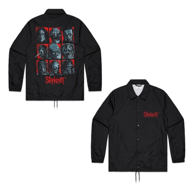 COACH JAKET BAND SLIPKNOT PREMIUM | JAKET SLIPKNOT | WINDBREAKERS JAKET METAL DISTRO PRIA HITAM | wi