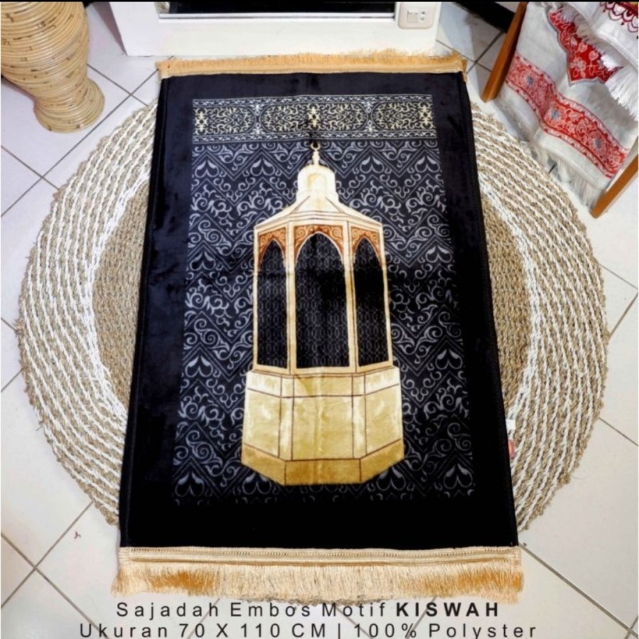 sajadah tebal kiswah hitam exclusive/sajadah kiswah rumbay gold empuk