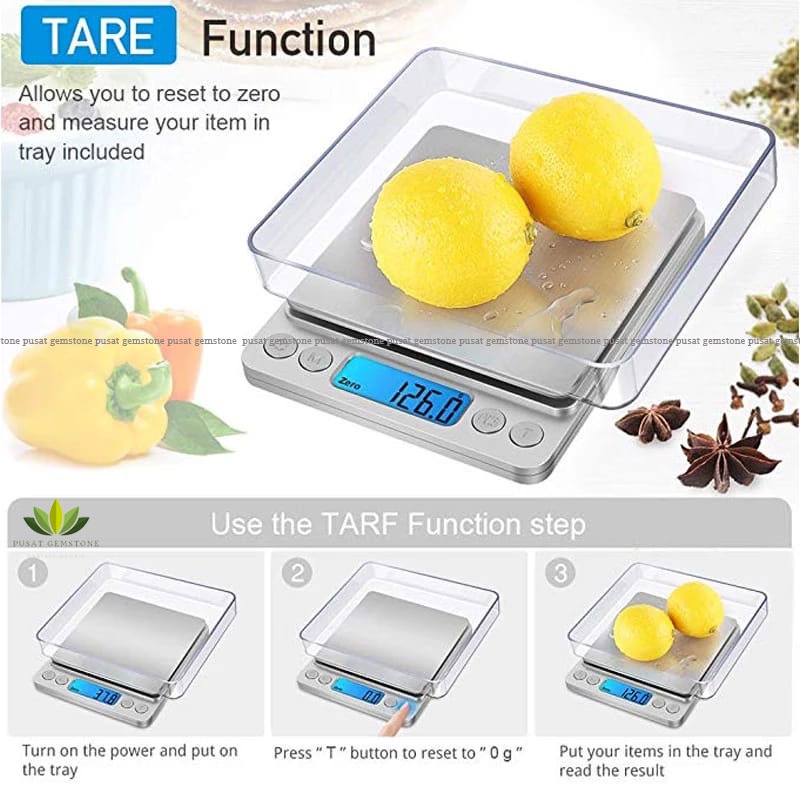 Timbangan Digital LCD Presisi 500G/0.01G Skala Keseimbangan Berat Gram Elektronik Mini untuk Timbangan Buah dan Sayuran