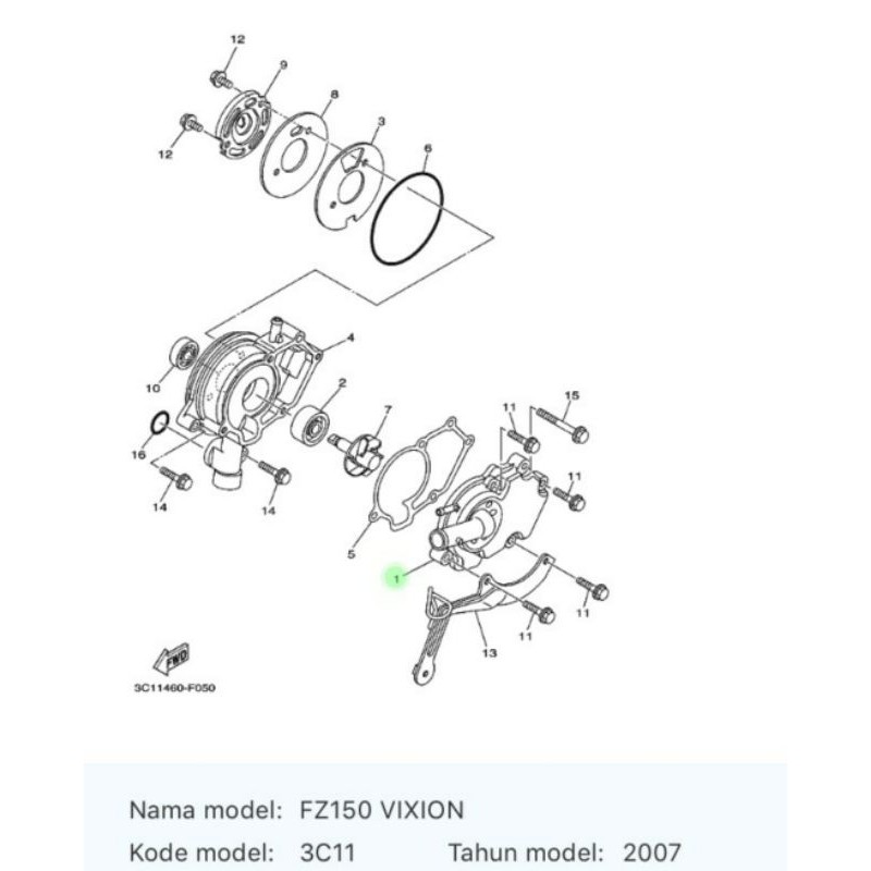 COVER HOUSING TUTUP WATER PUMP WATERPUMP VIXION OLD NVL R15 LAMA ASLI ORI YAMAHA 3C1 E2422 00