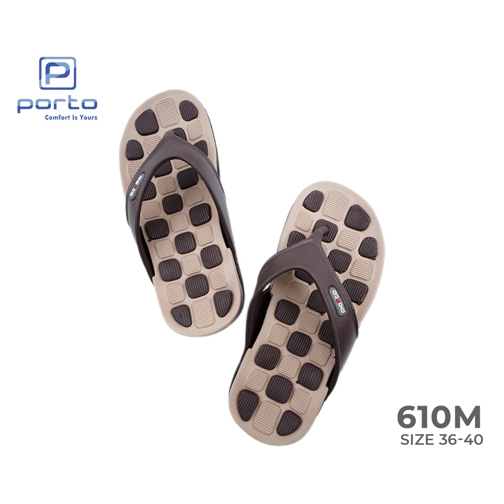 610M - Porto Leveling Sandal Pria Jepit Harian Keren Flip Flop Motif Kotak Karet Nyaman Empuk