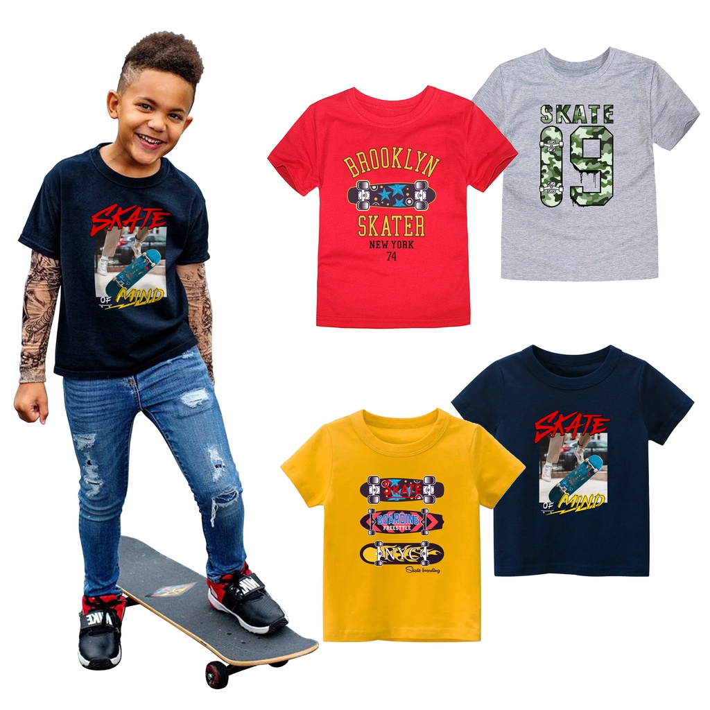 Baju Anak Laki-Laki Skater Bahan Katun Distro Usia 1 Tahun Sampai 12 Tahun Golden1978