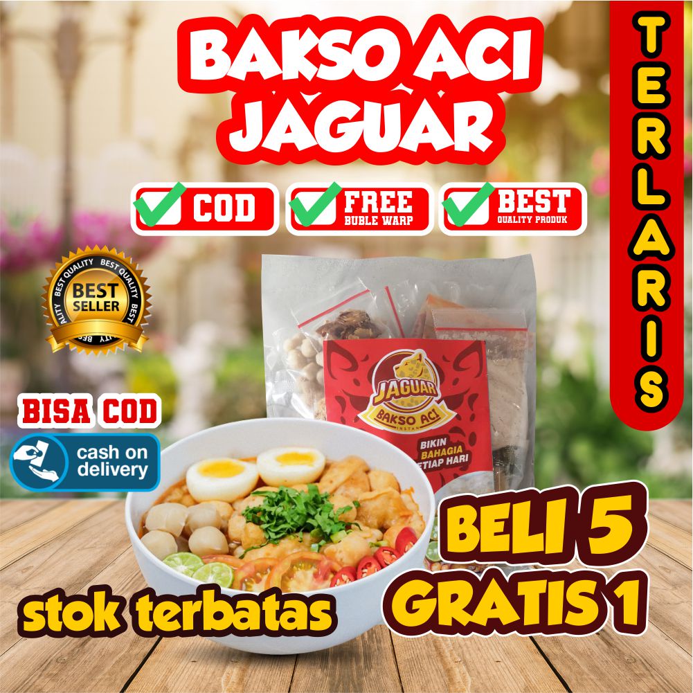

BASO ACI TULANG RANGU JAGUAR PEDAS TERLEZAT BAKSO ACI INSTAN TULANG RANGU TERMURAH BELI 5 GRATIS 1