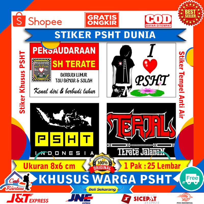 Stiker Pencak Silat Persaudaraan Setia Hati Terate I Love PSHT Terjal 1922 PSHT Indonesia Sticker