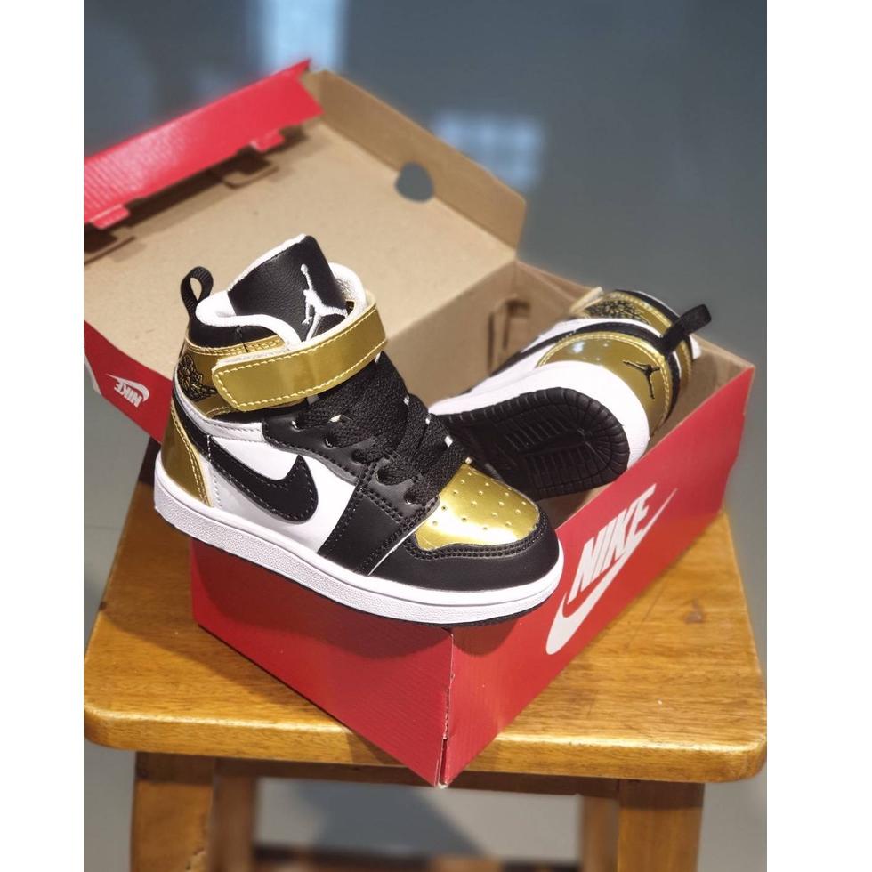 [SJJ. 749433] Sepatu Anak N*ke air Jordan 1 black gold white Sepatu Sneakers import
