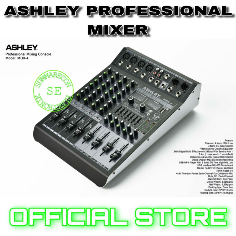 mixer audio 4 channel original ashley mdx 4 usb bluetooth recording