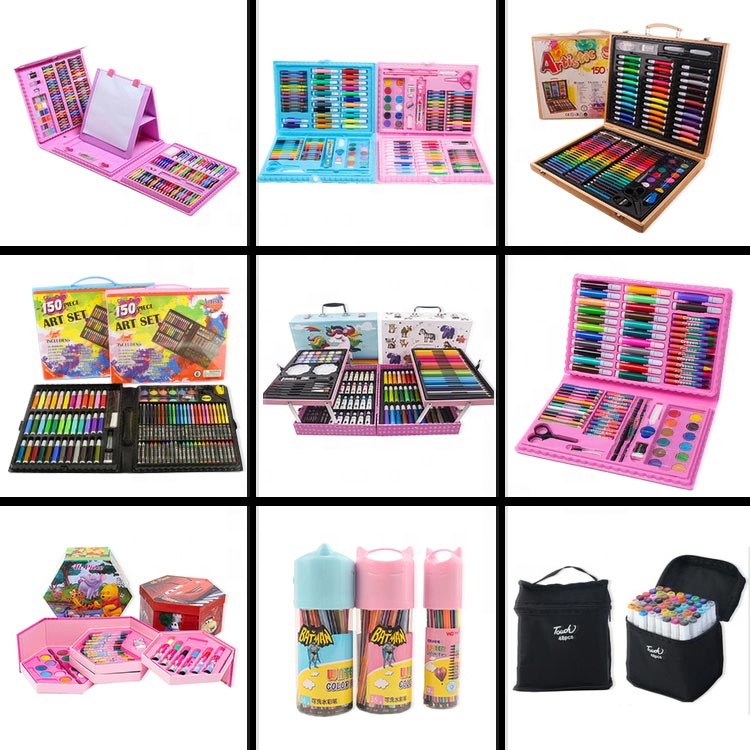 Alat Lukis Set 208pcs Crayon Mewarnai Pensil Krayon Warna Alat Menggambar atau Mewarnai