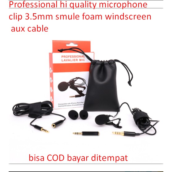Professional hi quality microphone clip 3.5mm smule foam windscreen aux cable