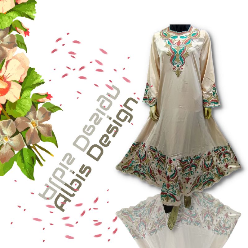 Gamis Payung Albis Bordir Stiik