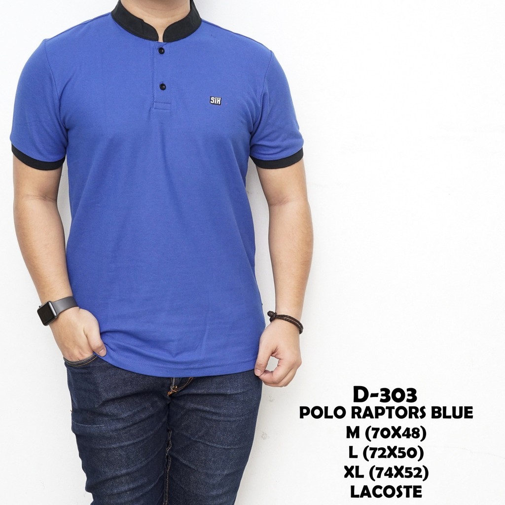 Polo Shirt Shanghai Polo Six Poloshirt Sanghai Kaos Kerah Cowok Pria Biru Blue Raptors D303