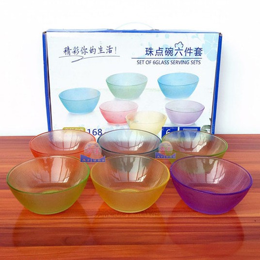 Glass Bowl Set isi 6 / Mangkok Beling  / Set Glass Bowl 6 Pcs