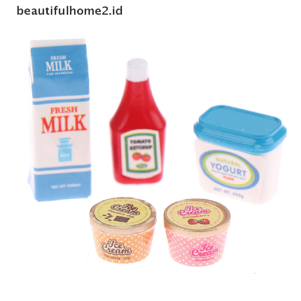 (Beautifulhome2.Id) 5pcs / Set Mainan Miniatur Saus Tomat / Es / Yogurt Untuk Aksesoris Rumah Boneka