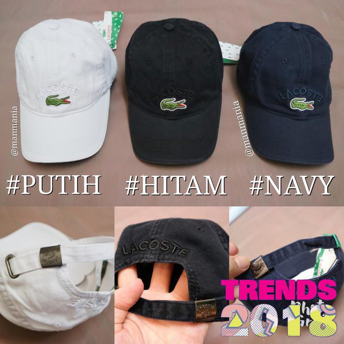 Topi Baseball golf lacoste import unisex cewek cowok branded - Hitam