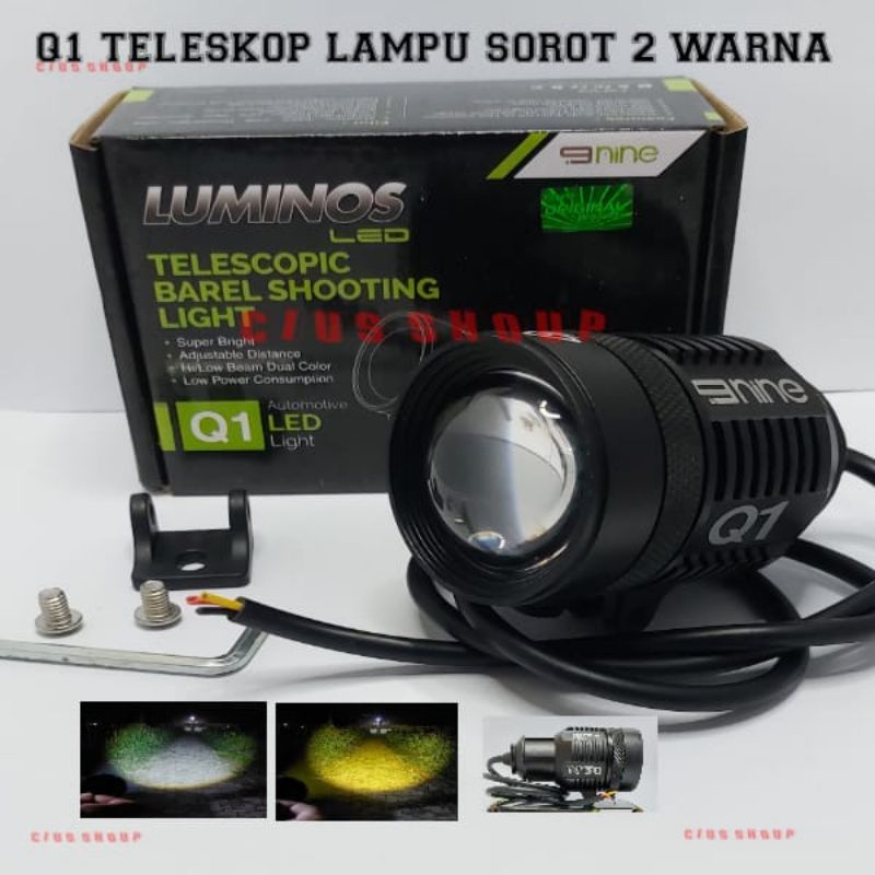 LAMPU SOROT Q1 Q8 Q9 LUMINOSLED SHOOTING LIGHT LASER 2 COLOR PUTIH KUNING POKUS UNTUK MOTOR DAN MOBIL