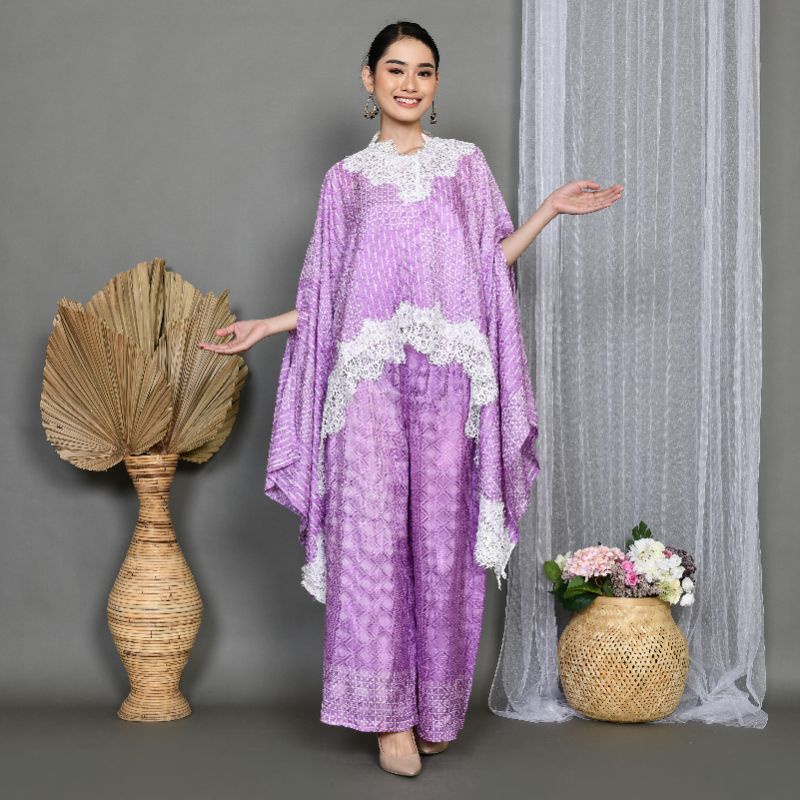 outer A oval lace brukat batik viscose setelan celana kulot kain viscose polos