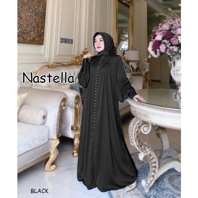 NASTELLA  gamis pesta mewah gaun walimatul bridemaid seragam lebaran casual gamis raya lebaran