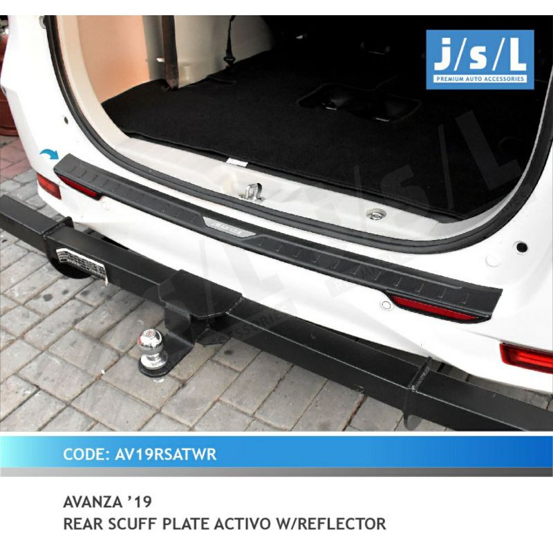 Sillplate belakang avanza Xenia 2019 activo with reflektor / rear scuff plate black activo jsl jsl