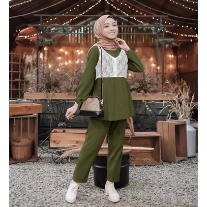 Setelan Kekinian Ala Selegram Set Felisia 2021 Tren Terbaru Masa Kini Baju Muslimah Wanita Hits Kore