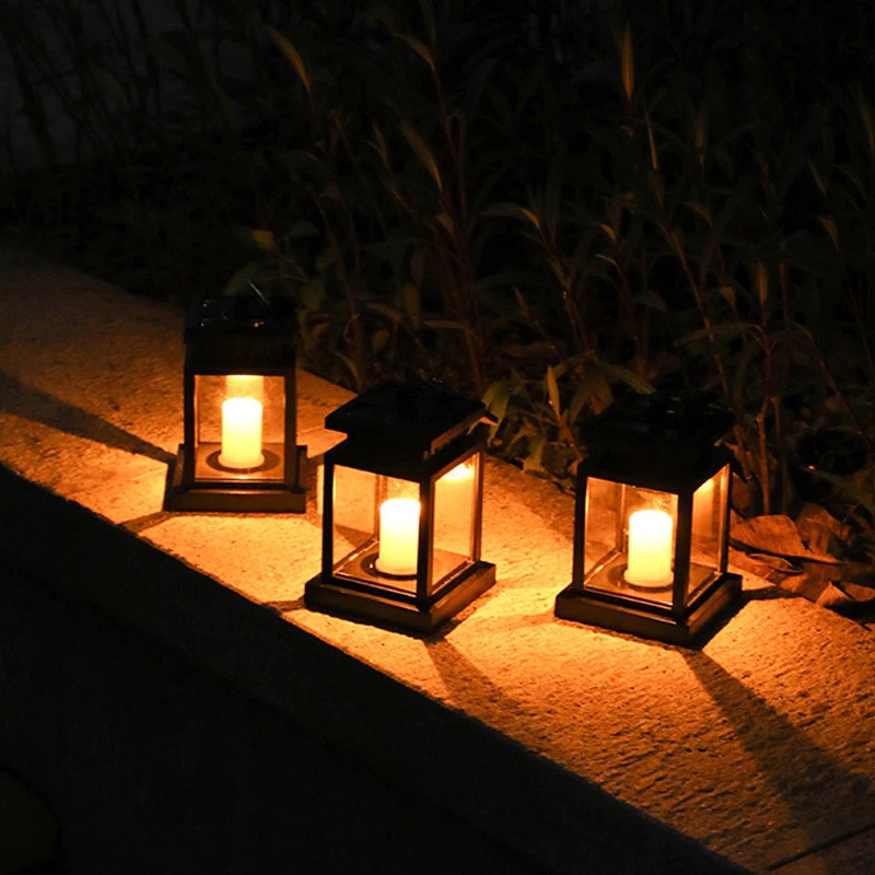 Lampu Taman Solar Panel Garden Decoration Candle Warm White - EM301 - Black