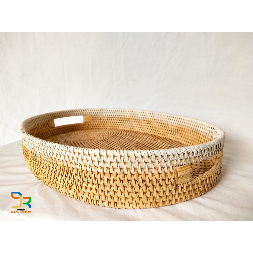 	 Nampan Saji Rotan Oval - Rattan Tray Oval - Baki Anyaman Rotan Handmade	