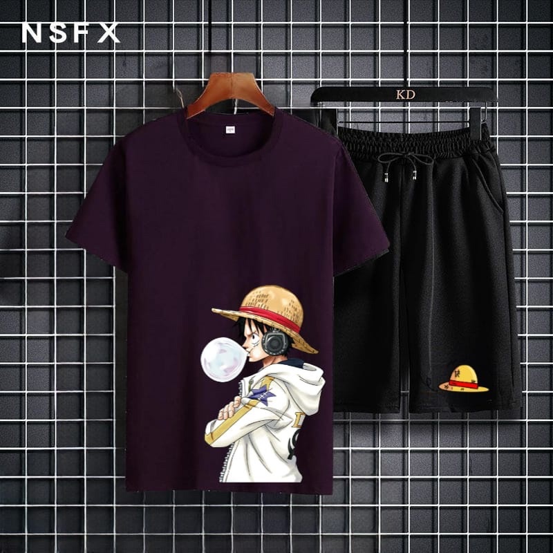 STELAN KAOS PRIA MOTIF LUFFY PERMEN ONEPIECE ATASAN SETELAN COWOK DAN CELPEN