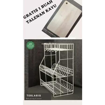 Rak Piring besi 3 susun ( Gratis Talenan ) rak piring wastafel susun 3