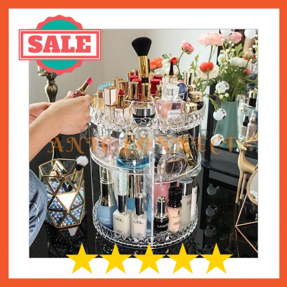 Antc.Connect RAK KOSMETIK ACRYLIC MOTIF RAK KOSEMETIK PUTAR 360 DERAJAT RAK ORGANIZER - 100020