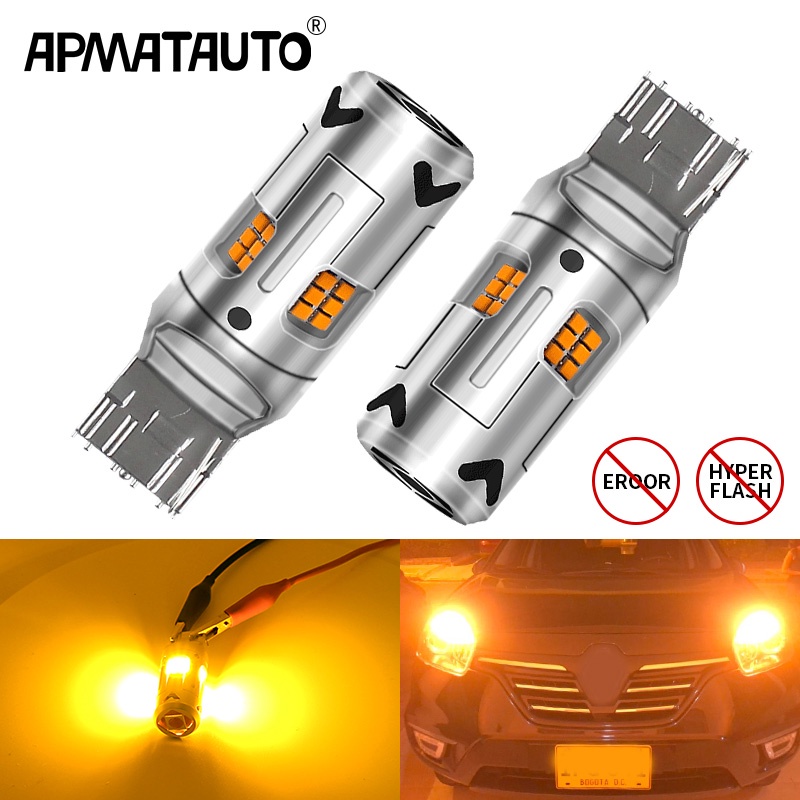 2pcs Lampu LED Canbus T20 WY21W 7440 7440NA 1156 P21W Bau15s 7507 PY21W Warna Kuning