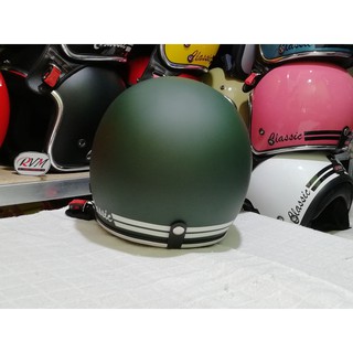 HELM BOGO CLASSIC LIST CHROME HIJAU DOFF KACA DATAR SILVER ...