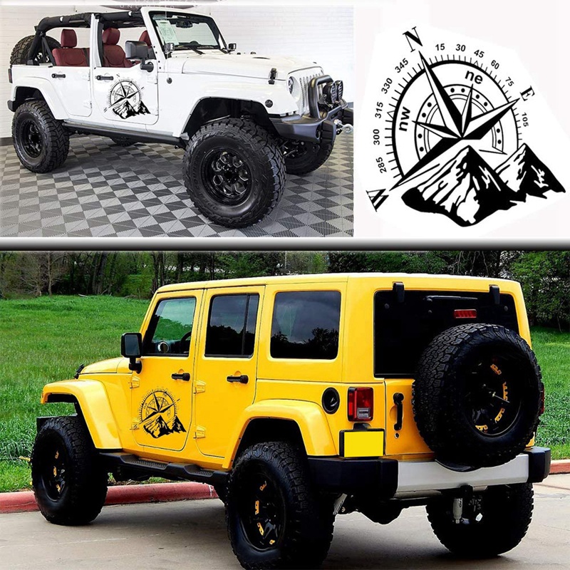 1pc Stiker Motif Kompas Gunung Tahan Air Untuk Body Samping Mobil SUV Off Road Jeep ford