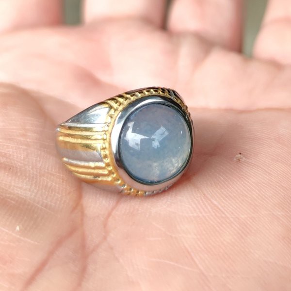 Cincin Batu Akik Natural Blue Quartz Termurah