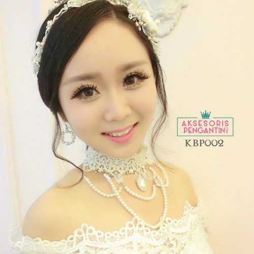 [SIAP KIRIM] KALUNG PENGANTIN AKSESORIS WEDDING NECKLACE BROKAT PUTIH KBP002