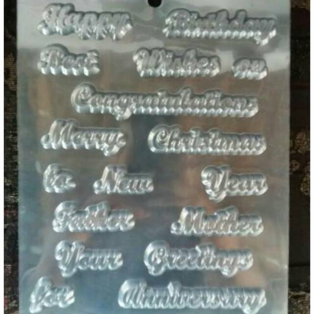 Cetakan Coklat Puding Mika Ucapan Happy Birthday Bahasa English