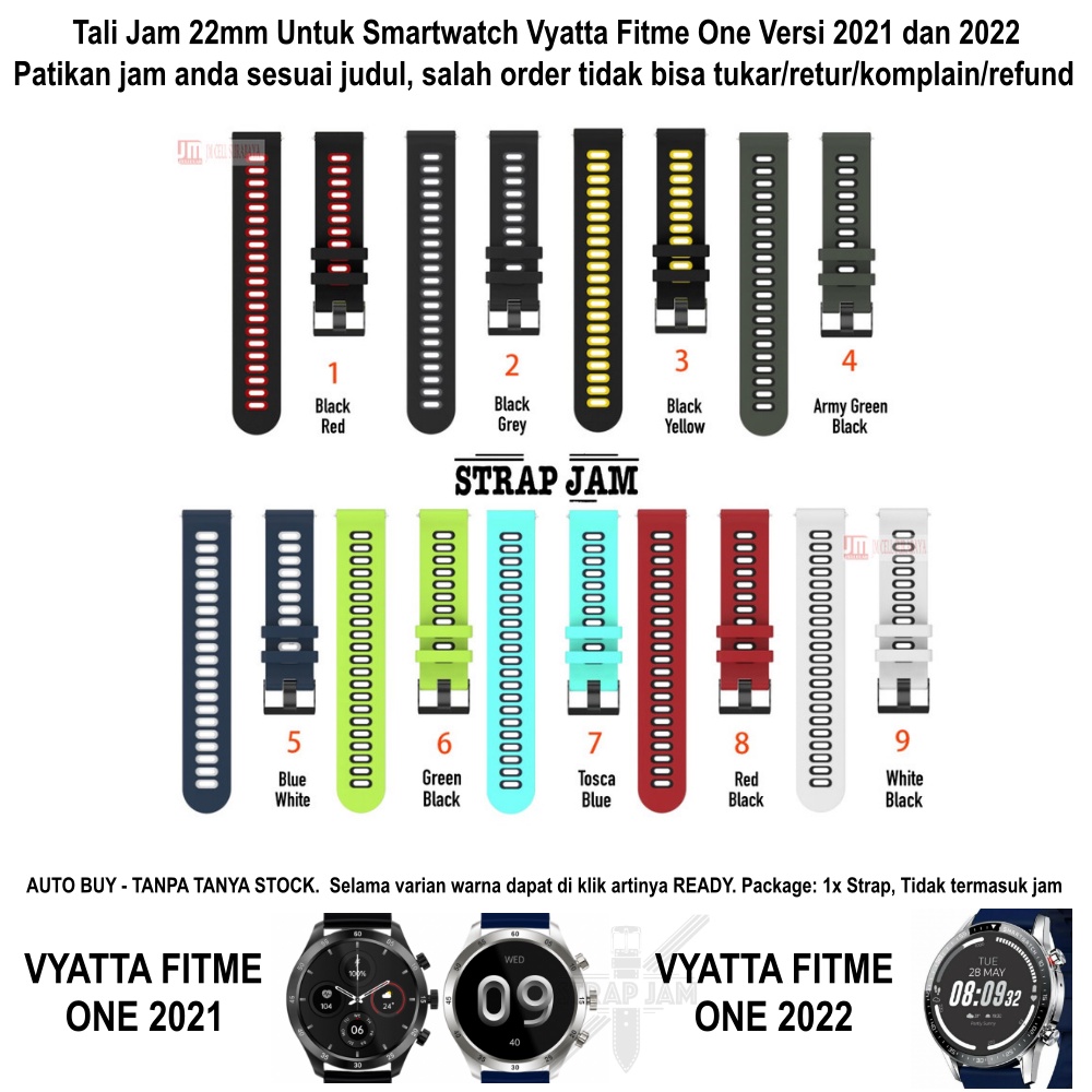 Tali Jam Rubber Dual Tone 22mm Untuk Vyatta Fitme One 2021 2022 - Strap Silikon