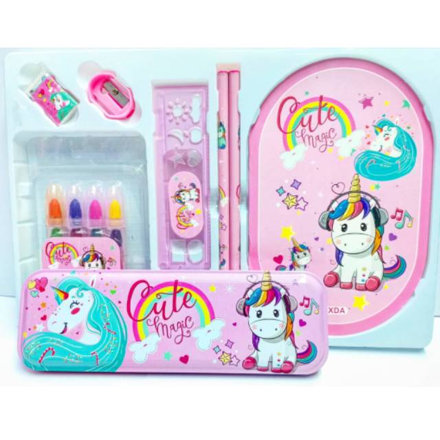 

Kotak pensil set crayon unicorn / Spiderman /pony / Frozen /princess / Cars / tsum-tsum / minion