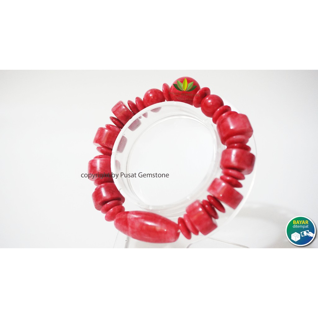 Gelang Batu Giok Pink Natural