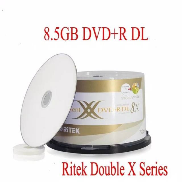 Jual DVD+R DL Ritek Inkjet Printable White Surface 8X / DVDR Double ...