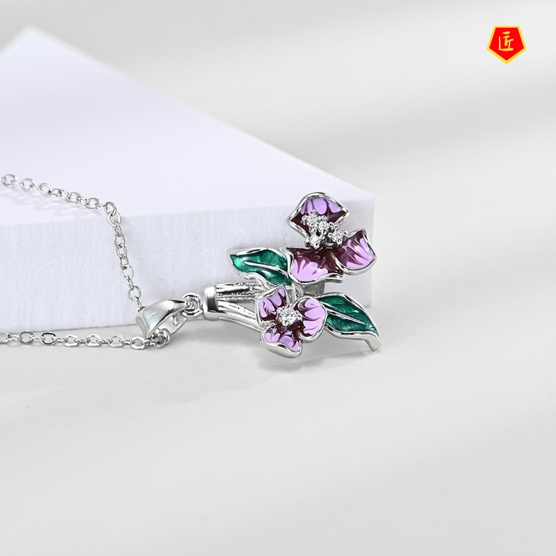 [Ready Stock]Fashion Elegant Flowers Pendant Ring Earrings Set for Women